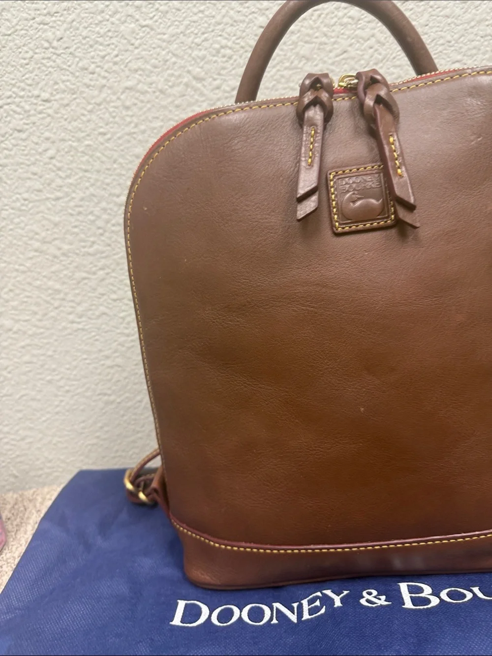Dooney & Bourke Chocolate Brown Leather Dome Backpack